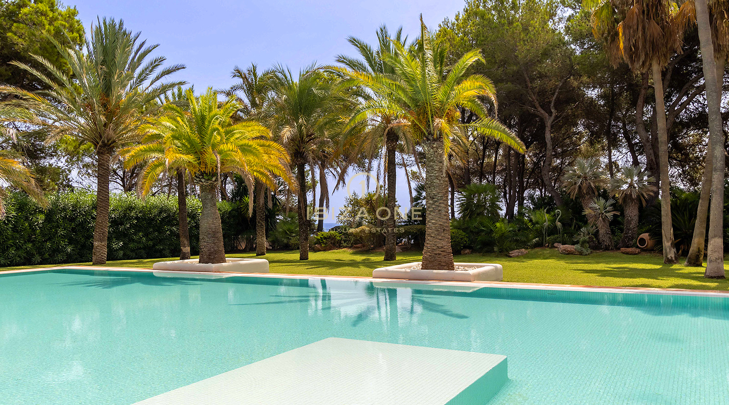 First line sea luxury villa with Blakstad renovation project and gigantic pool for sale , Ibiza - steps to the beach and the sea