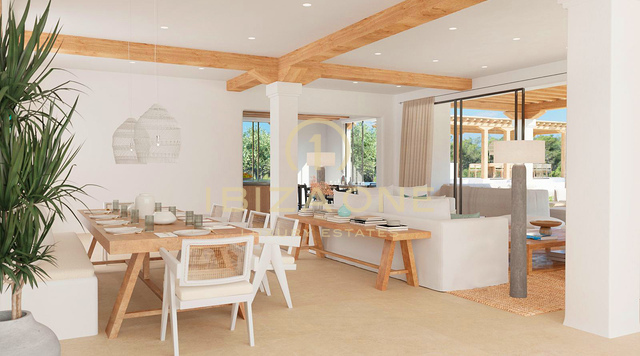 First line sea luxury villa with Blakstad renovation project and gigantic pool for sale , Ibiza - steps to the beach and the sea