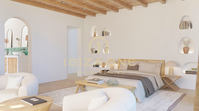 First line sea luxury villa with Blakstad renovation project and gigantic pool for sale , Ibiza - steps to the beach and the sea