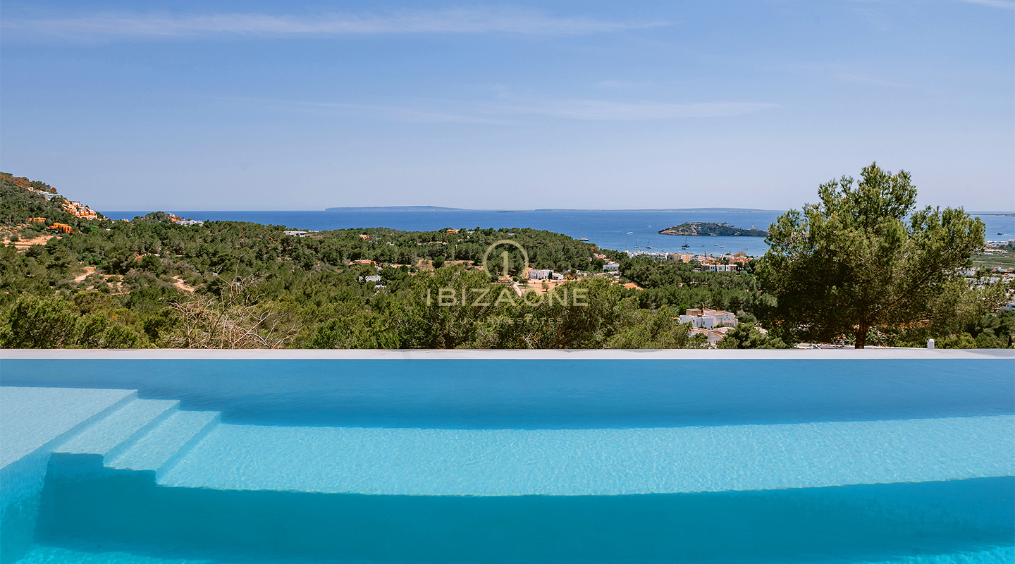 Beautiful and very modern luxury villa in the exclusive gated community of Can Rimbau with wonderful views of the sea for sale , Ibiza