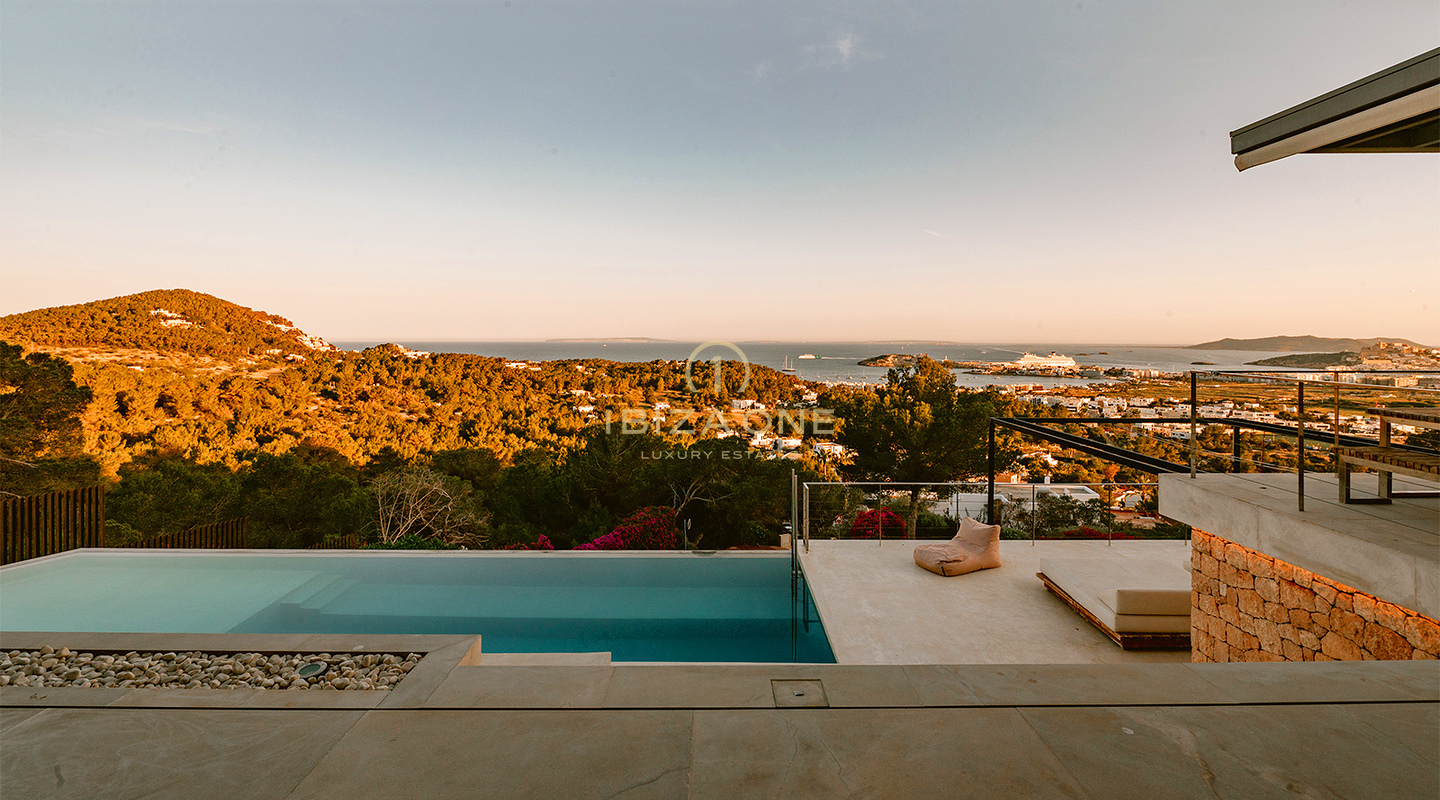 Beautiful and very modern luxury villa in the exclusive gated community of Can Rimbau with wonderful views of the sea for sale , Ibiza