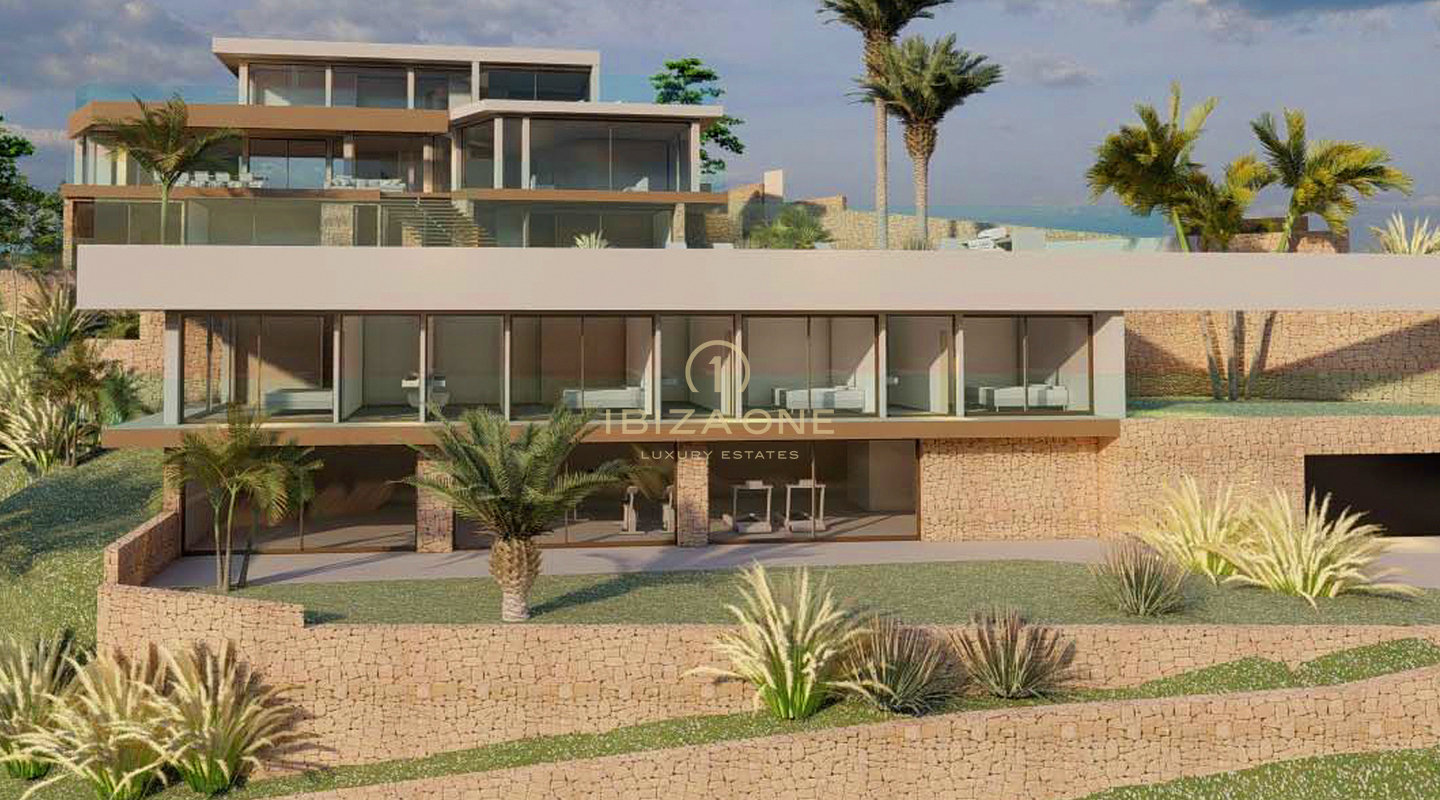 Beautiful luxury villa project with spectacular views of the sea, the castle and outstanning sunset views for sale, Ibiza