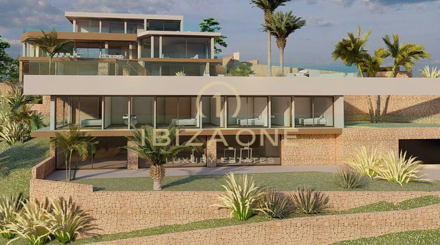 Beautiful luxury villa project with spectacular views of the sea, the castle and outstanning sunset views for sale, Ibiza
