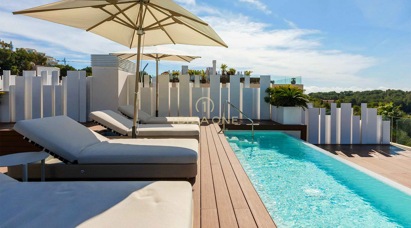 Uniek, luxe, modern dubbel appartement bestaande uit luxe penthouse en luxe begane grond appartement te koop, Ibiza, GERESERVEERD