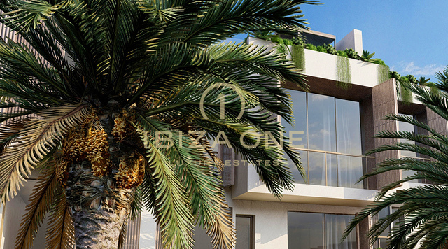 Modernes Luxus-Penthouse mit Pool und Garten in fußläufiger Entfernung zum Strand zu verkaufen, Ibiza
