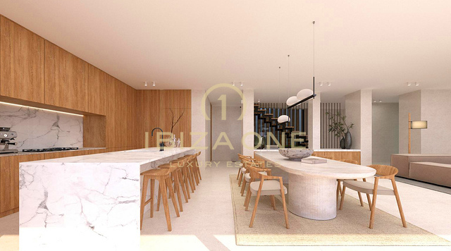 Villa en première ligne de mer avec vue imprenable sur la mer et à quelques pas de la plage de Cap Marinet, à vendre à Ibiza. Terrain seul avec permis de construire : 2 950 000 €.