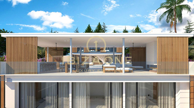 Erstklassige Strandvilla mit atemberaubendem Meerblick und nur wenige Gehminuten vom Strand entfernt in Cap Marinet, Ibiza, zu verkaufen oder auch nur Grundstück mit Genehmigung für 2.950.000,- €