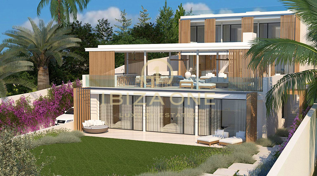 Erstklassige Strandvilla mit atemberaubendem Meerblick und nur wenige Gehminuten vom Strand entfernt in Cap Marinet, Ibiza, zu verkaufen oder auch nur Grundstück mit Genehmigung für 2.950.000,- €