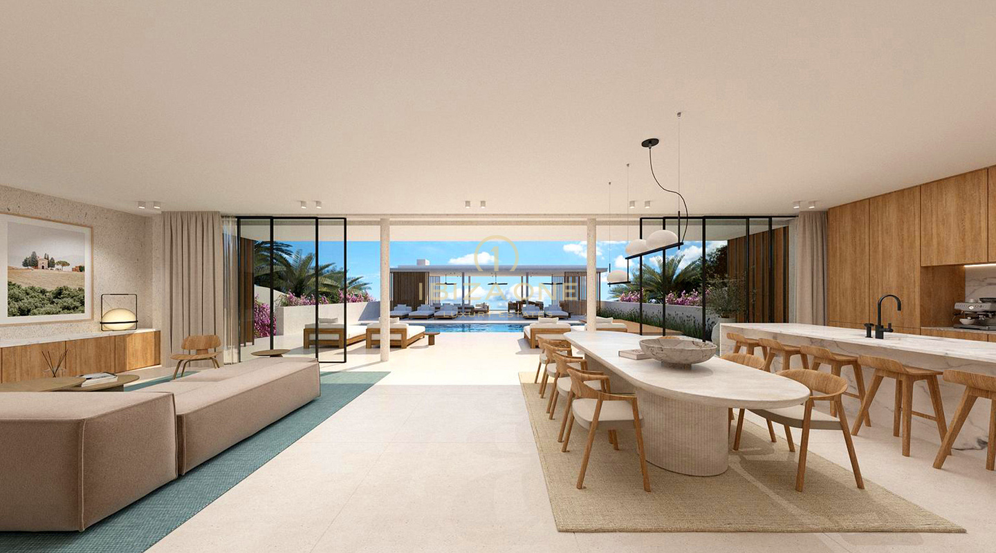 Villa in prima linea sul mare con vista mozzafiato sul mare e a pochi passi dalla spiaggia di Cap Marinet in vendita, Ibiza o solo terreno con licenza 2.950.000,-€