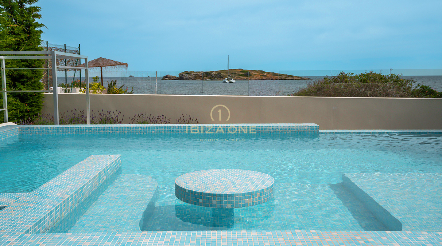 Exquisit and luxurious first line sea villa with private beach access and sea access for sale, Ibiza