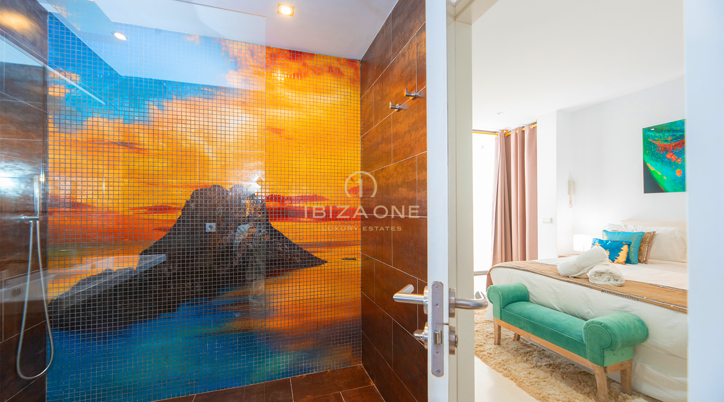 Big corner luxury townhouse in Cala Carbo with infinity pool overlooking Es Vedrà for Sale, Ibiza