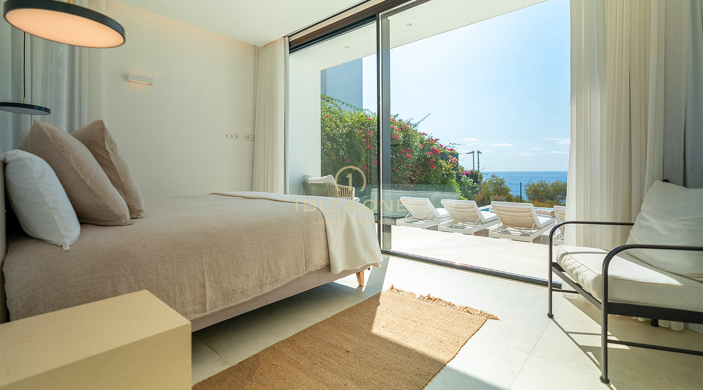 Modern First-Line Beachfront Villa with Private Sea Access for Long-Term Rent in Cap Martinet, Ibiza