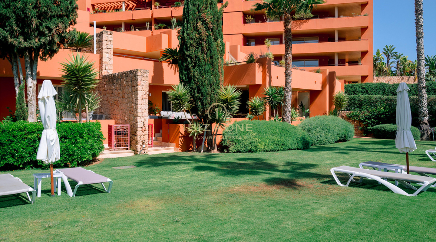Luxurious and stylish ground floor apartment with space, light and privacy for sale, Ibiza