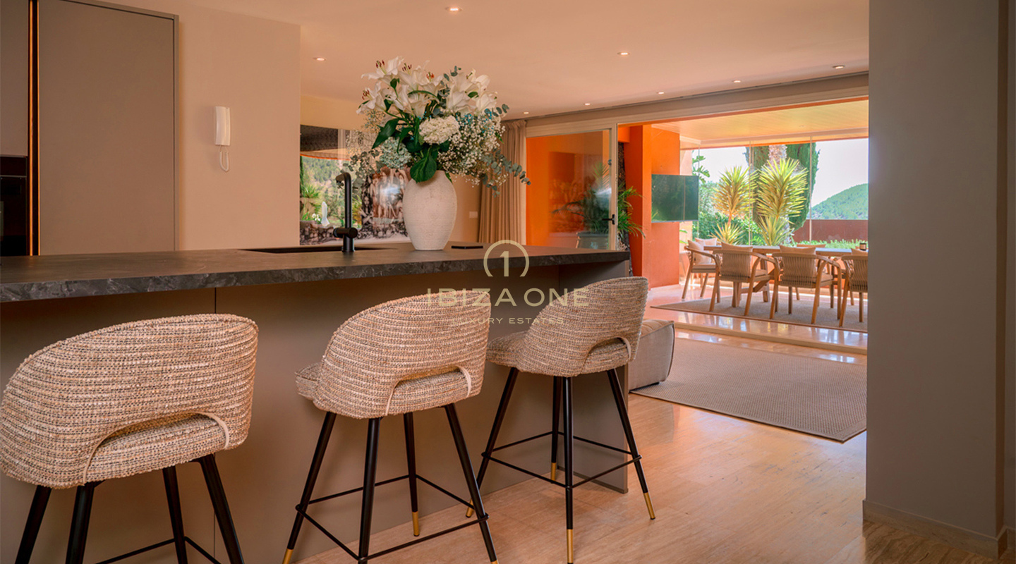 Luxurious and stylish ground floor apartment with space, light and privacy for sale, Ibiza