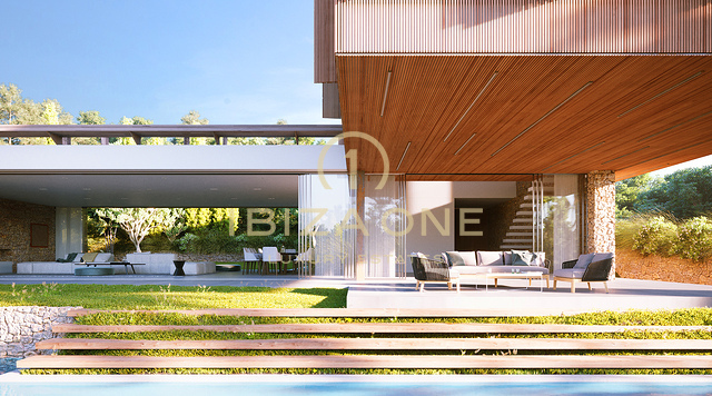 Opvallende, moderne luxe woning met uitzicht op Dalt Vila en de zee te koop, Ibiza