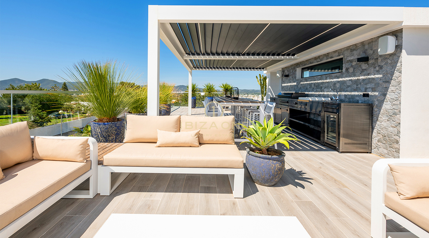 Ultra-Stylish Luxury Villa with Club, Gym & Rooftop Views to Dalt Vila, Prime Location in Ses Torres for Sale, Ibiza