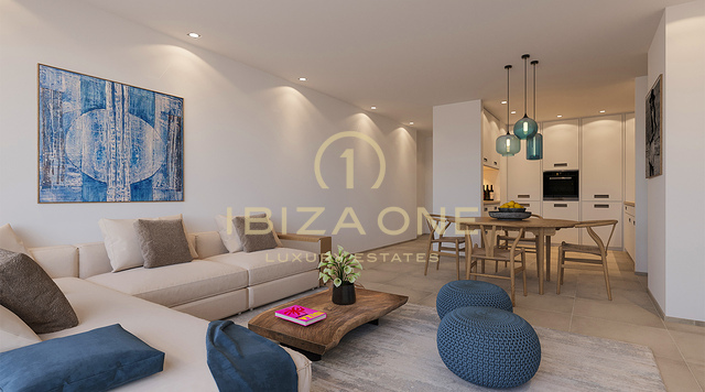Appartements et penthouses de luxe en bord de mer, à deux pas de la plus longue plage de sable d'Ibiza, à vendre à Ibiza. Prix de 855 000 € à 1 945 000 €