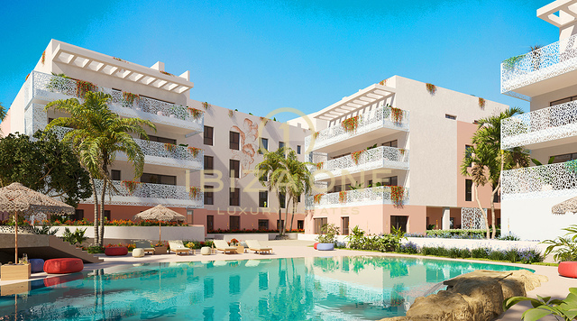 Appartamenti e attici di lusso fronte mare a pochi passi dalla spiaggia sabbiosa più lunga di Ibiza in vendita, Ibiza Prezzi da 855.000 € a 1.945.000 €