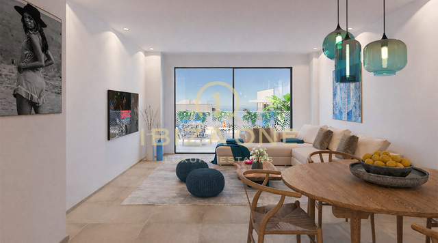 Appartamenti e attici di lusso fronte mare a pochi passi dalla spiaggia sabbiosa più lunga di Ibiza in vendita, Ibiza Prezzi da 855.000 € a 1.945.000 €
