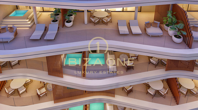 Exklusive Luxusapartments mit Meerblick und Fünf-Sterne-Service von Aguas de Ibiza zu verkaufen, Ibiza
Apartmentkomplex mit 29 verfügbaren Wohnungen und atemberaubendem Meerblick ab dem zweiten Stock. Die Preise liegen zwischen 963.000 € und 3.850.000 €. (Ibiza)