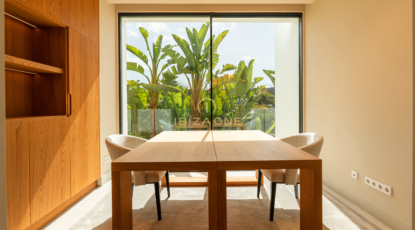 Villa de luxe neuve de designer avec vue sur mer, piscine privée et cuisine Gaggenau à vendre à Can Furnet, Ibiza