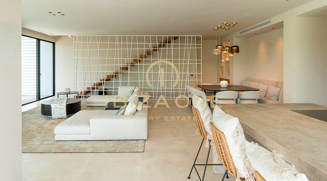 Gloednieuwe, luxe designvilla met zeezicht, privézwembad en Gaggenau-keuken te koop in Can Furnet, Ibiza
